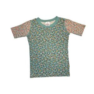 Hanna‎ Andersson Girls Teal Floral Organic Cotton Pajama Top Size 12 150cm 46194
